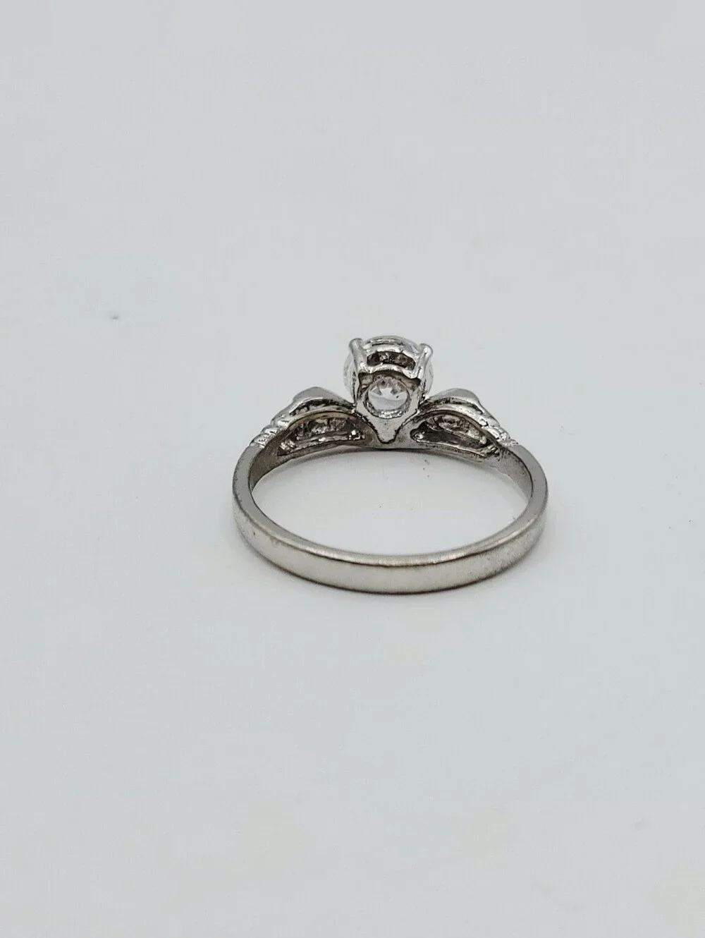 Vtg Lind 925 Sterling Silver Art Deco Round Cubic Zirconia Solitaire Ring